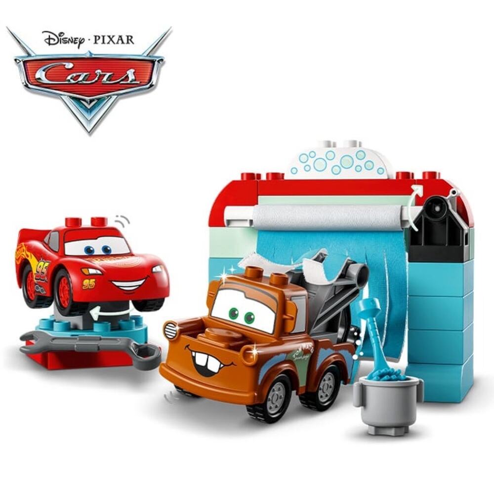 LEGO DUPLO Lightning McQueen Mater Car Wash Fun 2+ #10996 Complete Set 29 Piece